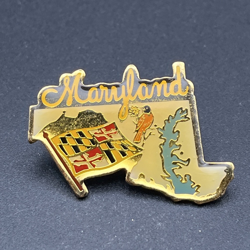 Maryland State Outline Flag Bird United States Of America Lapel Hat Pin